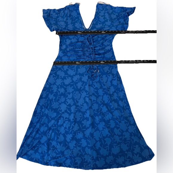 💙 Michael Kors Blue Floral Midi Dress – Flutter Sleeve Sundress, XL, NWT 💙 - Picture 8 of 13